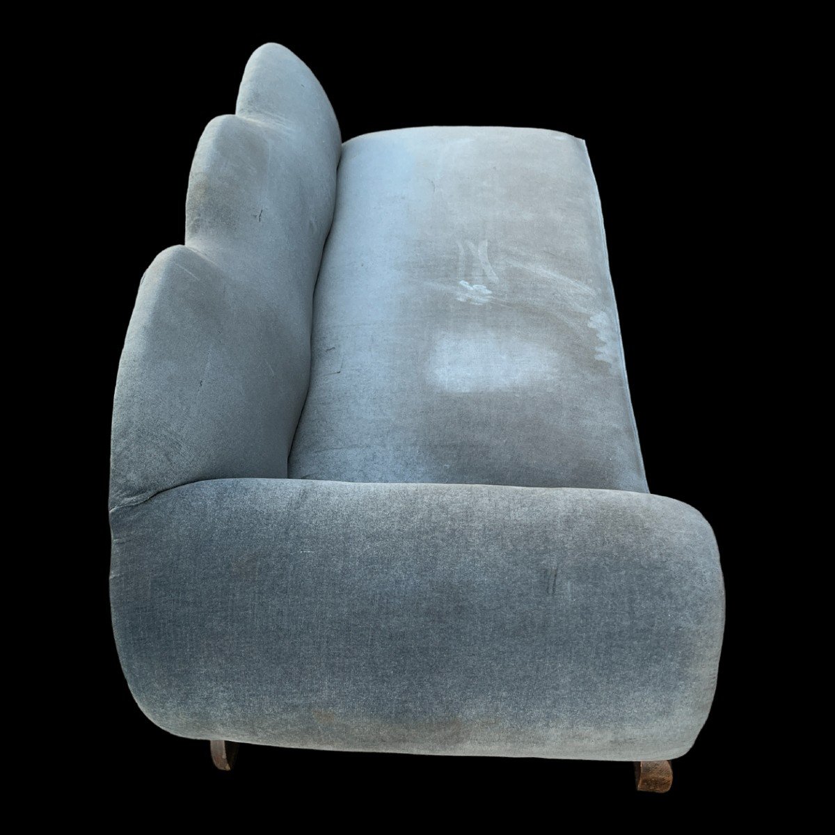 Récamier Meridian Chaise Longue Sofa Art Deco Ca 1930, Velvet Fabric To Clean Or Replace-photo-1